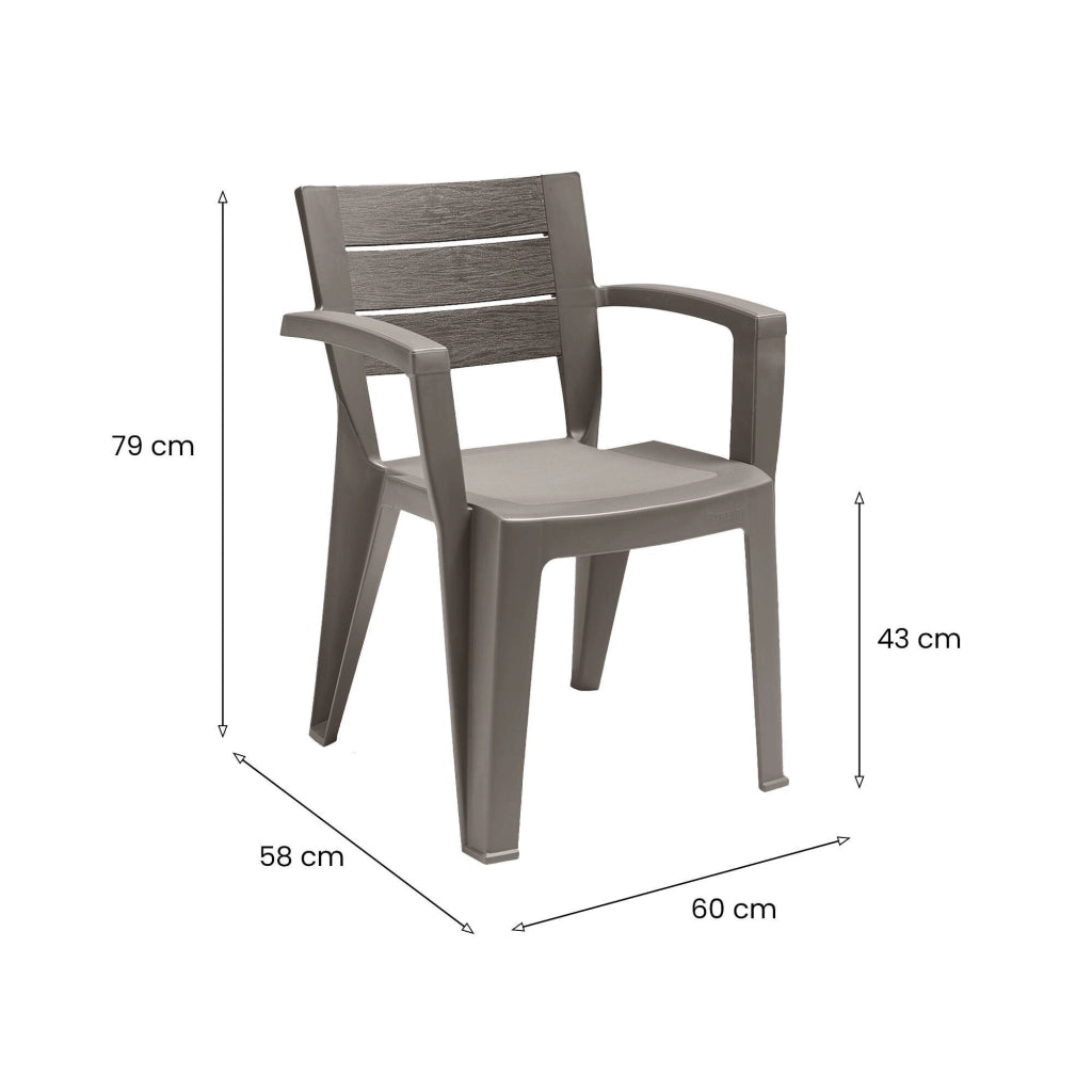 Sedia da esterno Camogli, Seggiola da giardino, Seduta outdoor multiuso, Panchina da giardino, Made in Italy, 60x58 h79 cm, Tortora