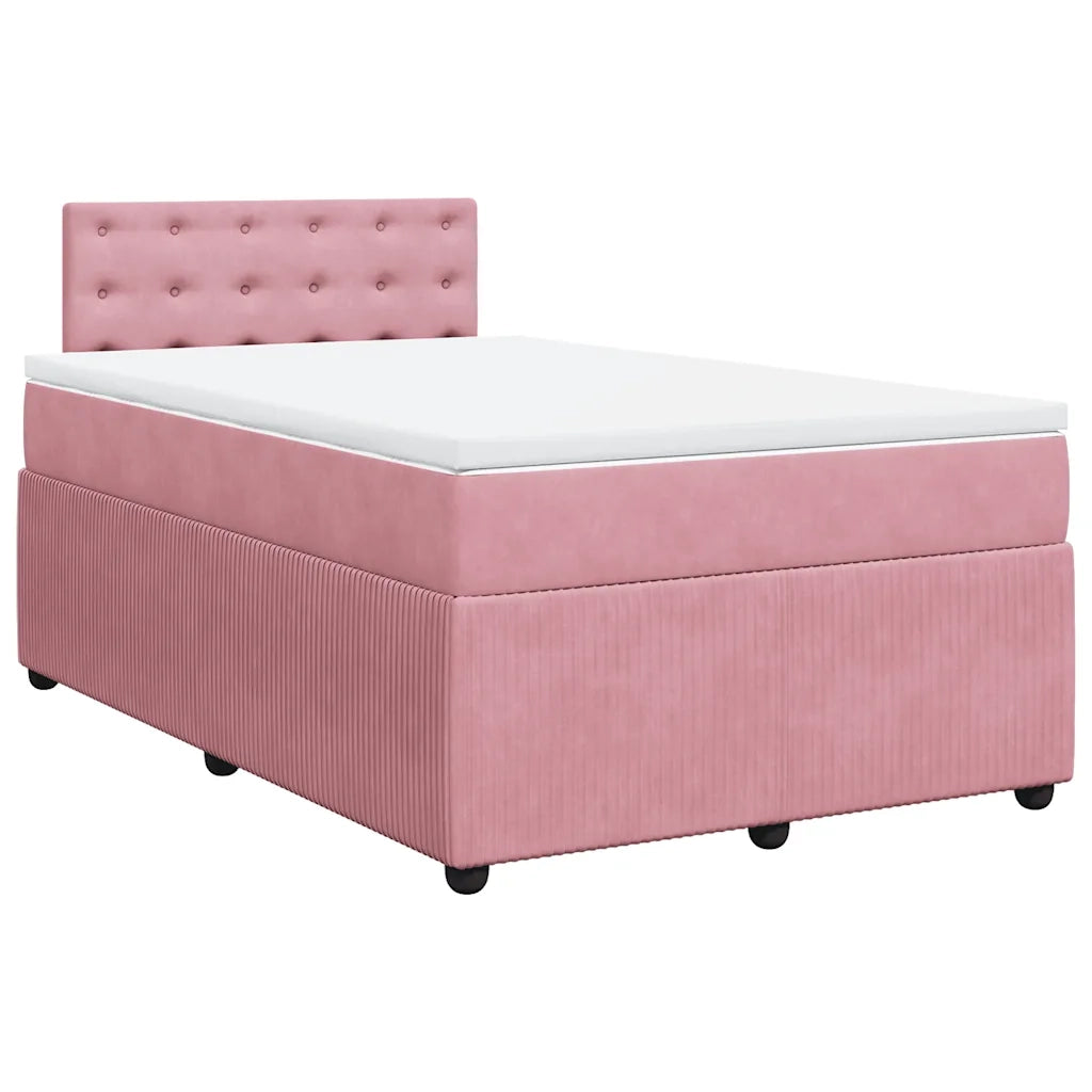 Giroletto a Molle con Materasso Rosa 120x190 cm in Velluto