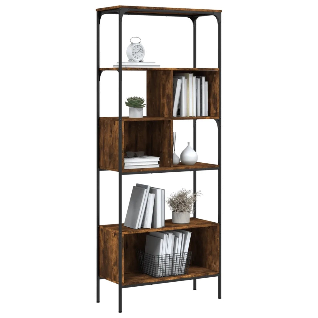 Libreria 5 Ripiani Rovere Fumo 76x33x188,5 cm Legno Multistrato 839005