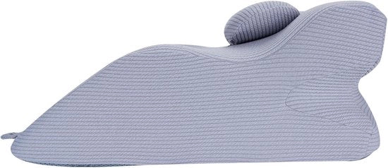 Cuscino di schiuma espandibile per sonno e lettura - Grigio - Cuscino con faccia in basso - Cuscino per sonnambuli con sollevamento ginocchia - Sostegno confortevole per posizione