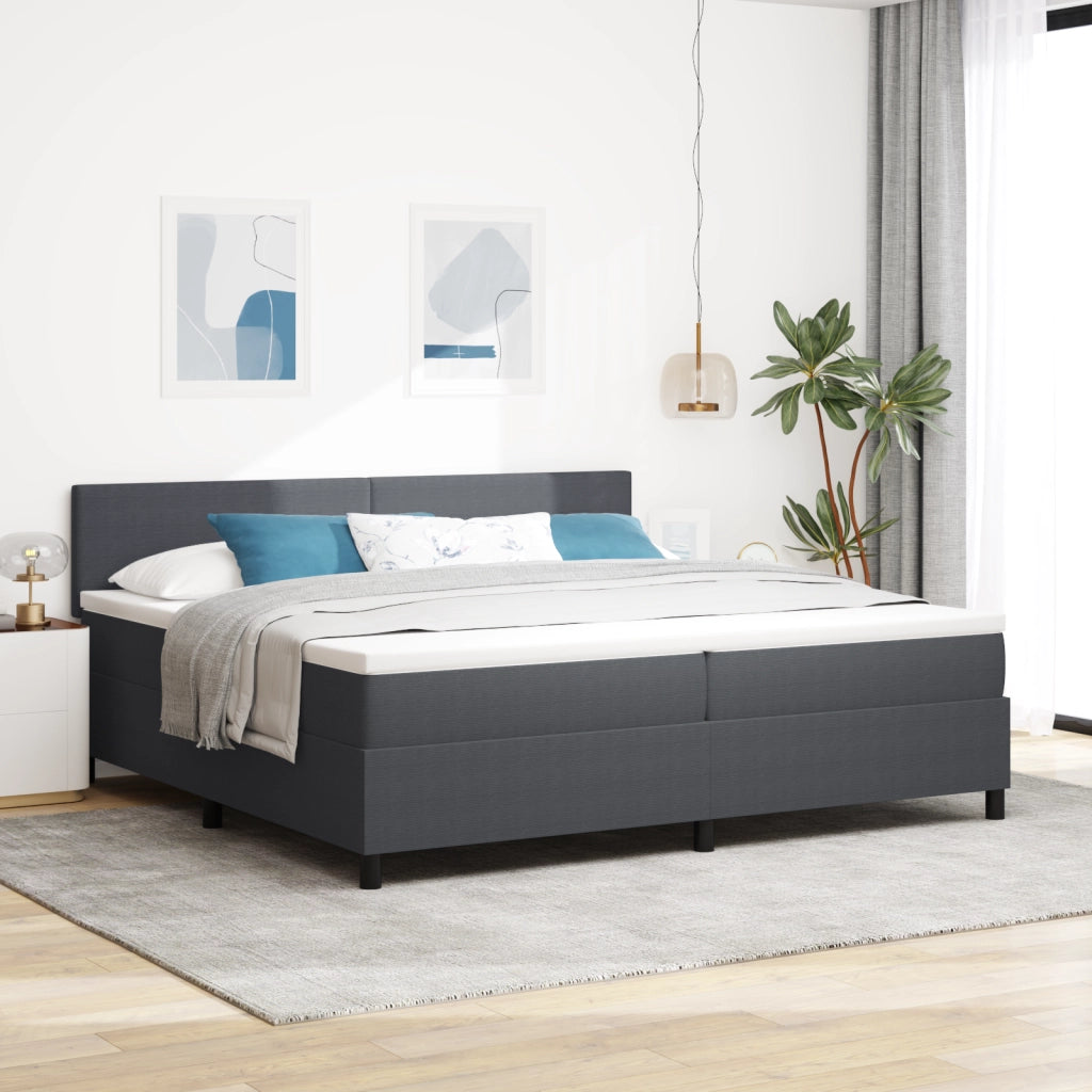 Letto con Base a Molle e Materasso Grigio 200x200 cm Tessuto in Corduroy