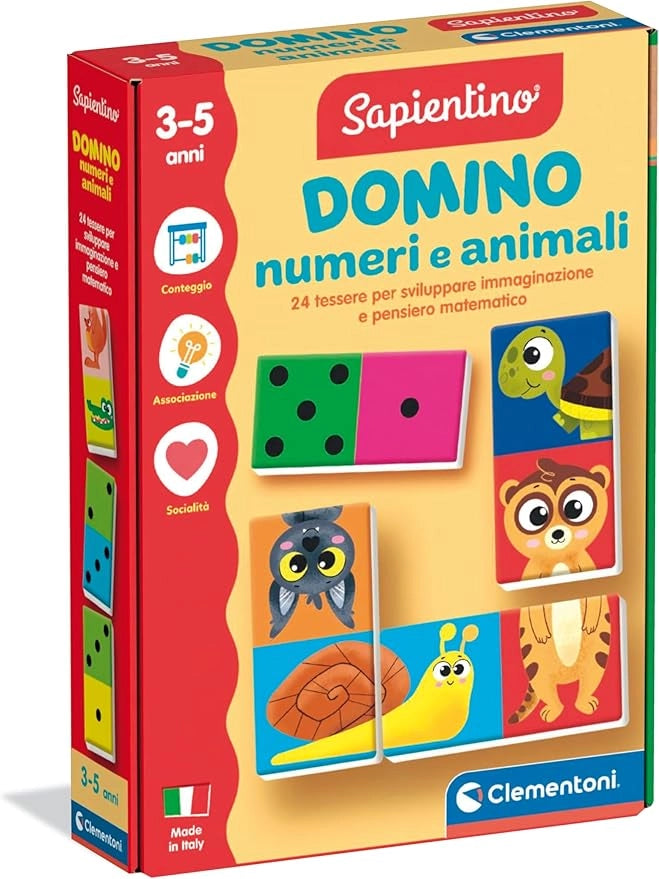 Sapientino - Domino Numeri e Animali, Gioco Educativo Metodo Montessoriano per Bambini 3-5 Anni per Riconoscere Animali