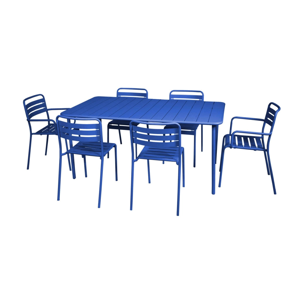 Tavolo da giardino in metallo 6-8 posti, 160cm, blu elettrico