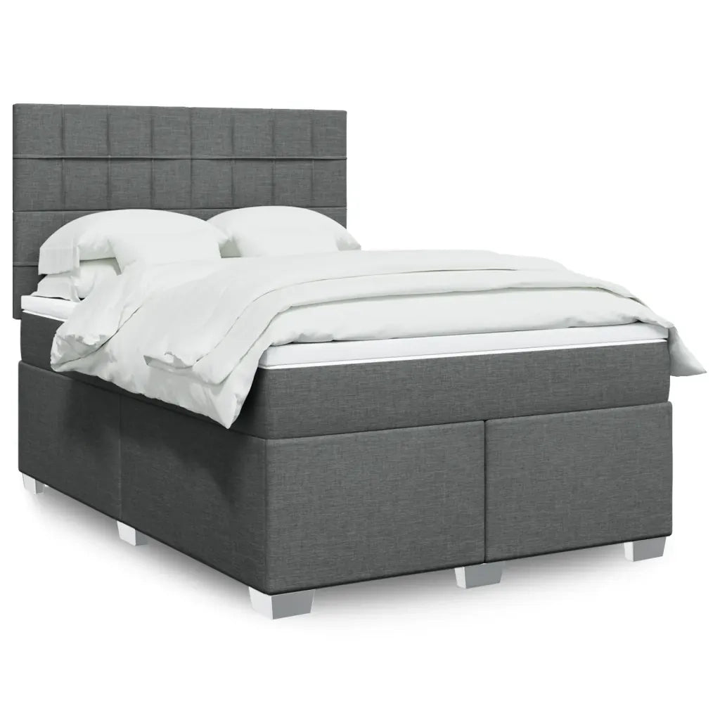 Giroletto a Molle con Materasso Grigio Scuro 140x200cm Tessuto