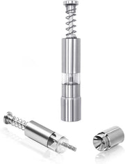 Set di Molini da Sale e Pepe in Acciaio Inossidabile - Manuale - Rifornibile a Mano - Con Pulsante - Molino a Due Stagioni - Argento Bianco - Qualità Lussuosa - Gradazione da Regolare