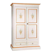 Armadio 2 porte legno shabby bianco e decori arancioni 125x61x200 - Mobili 2G