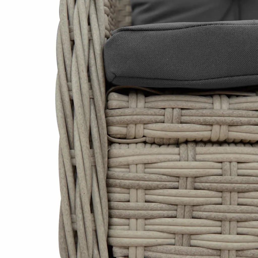 Set Pranzo da Giardino 9pz con Cuscini Grigio Chiaro Polyrattan 3262796