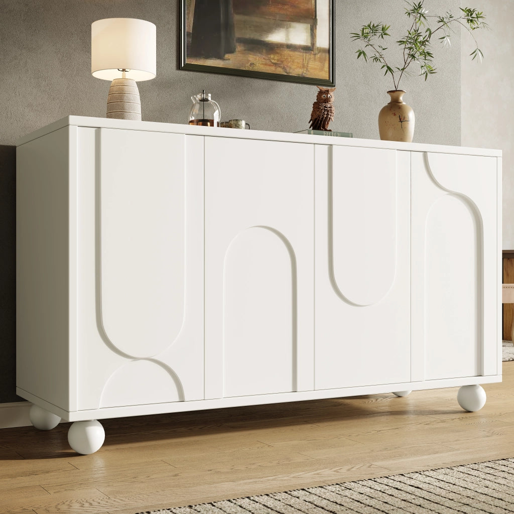 Madia con 2 Ante e Ripiano Regolabile; Antiribaltamento; Stile Moderno; in MDF; 120??35??71 cm; Bianco
