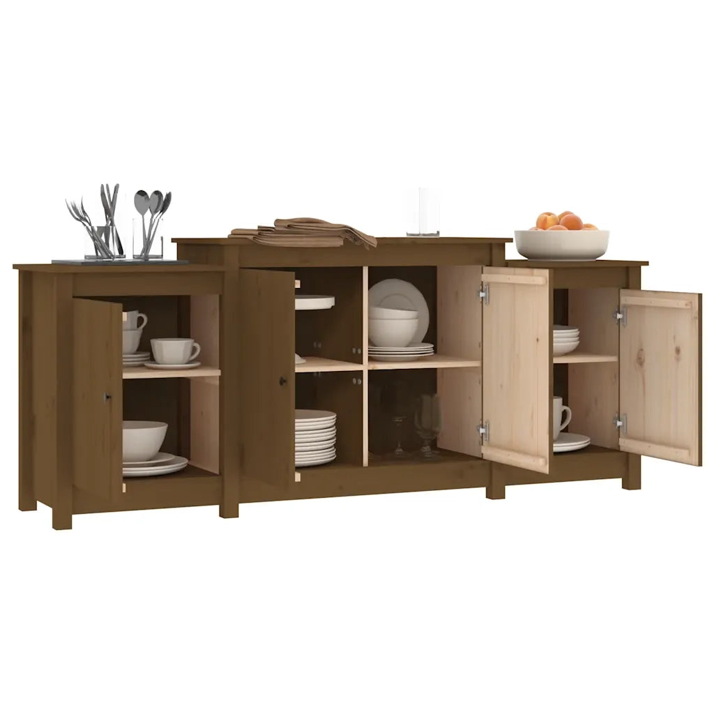 Credenza Marrone Miele 164x37x68 cm in Legno Massello di Pino