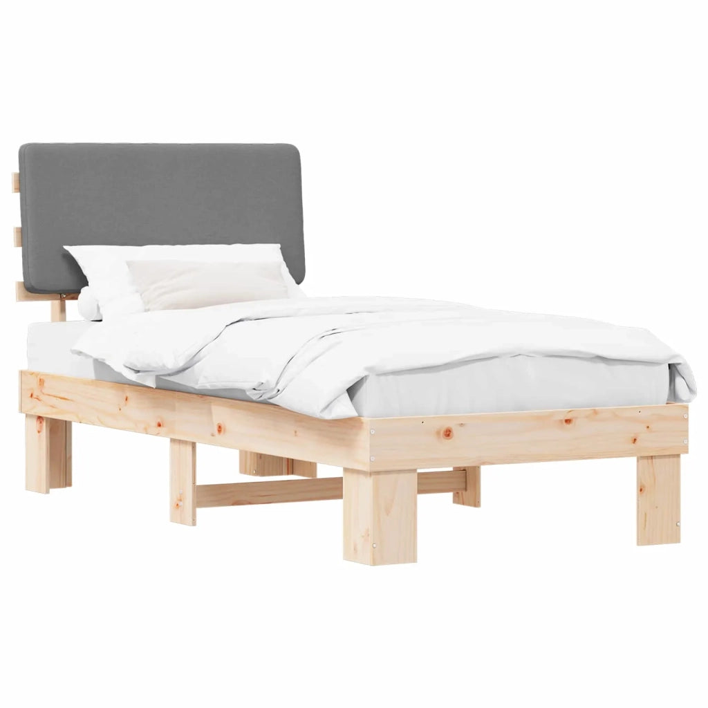 Letto con Testiera Rivestita Grigio chiaro 90 x 190 cm 877384