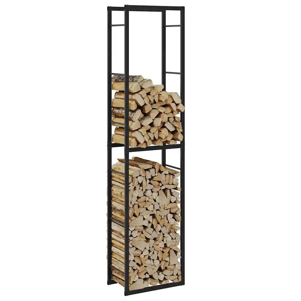 Rastrelliera per Legna da Ardere Nera 50x30x209 cm in Acciaio 4018468