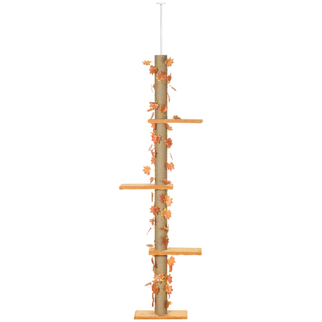 Tiragraffi a soffitto 202-242 cm regolabile ¨C Xylo ¨C 3 ripiani con decorazione foglia acero arancione