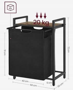 Cesto della biancheria, nero 72x33x50 cm