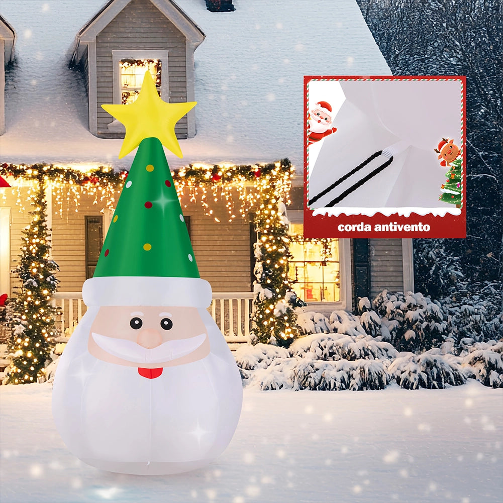 Gonfiabile di Babbo Natale XXL Decorazione LED Natalizia Addobbo Esterno 250 cm