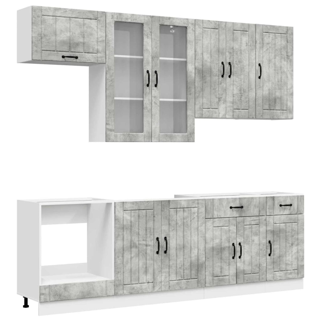 Unità Cucina LUCCA 8 pcs Grigio Cemento Legno ingegnerizzato 3438146