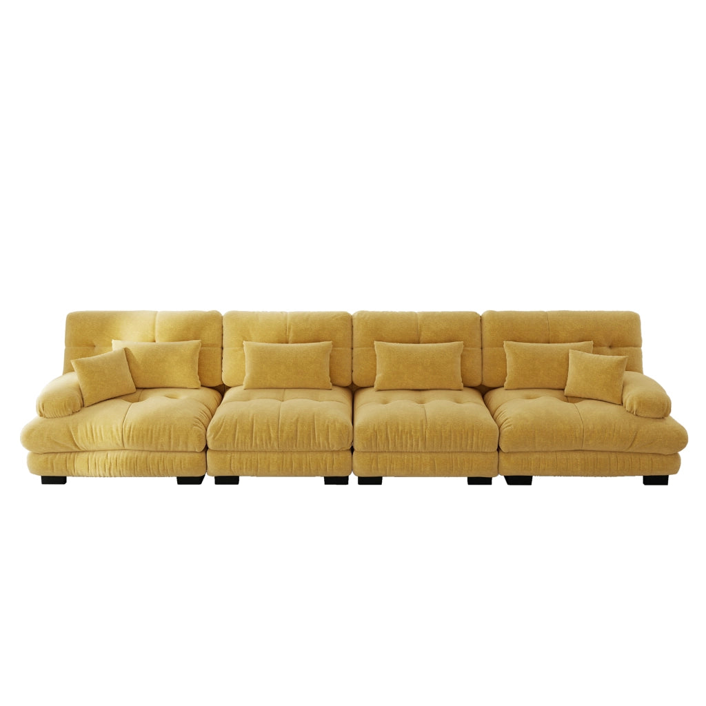 Divano Letto Angolare 4 Posti ¨C MINIMAL ¨C Chenille Giallo, Modulare