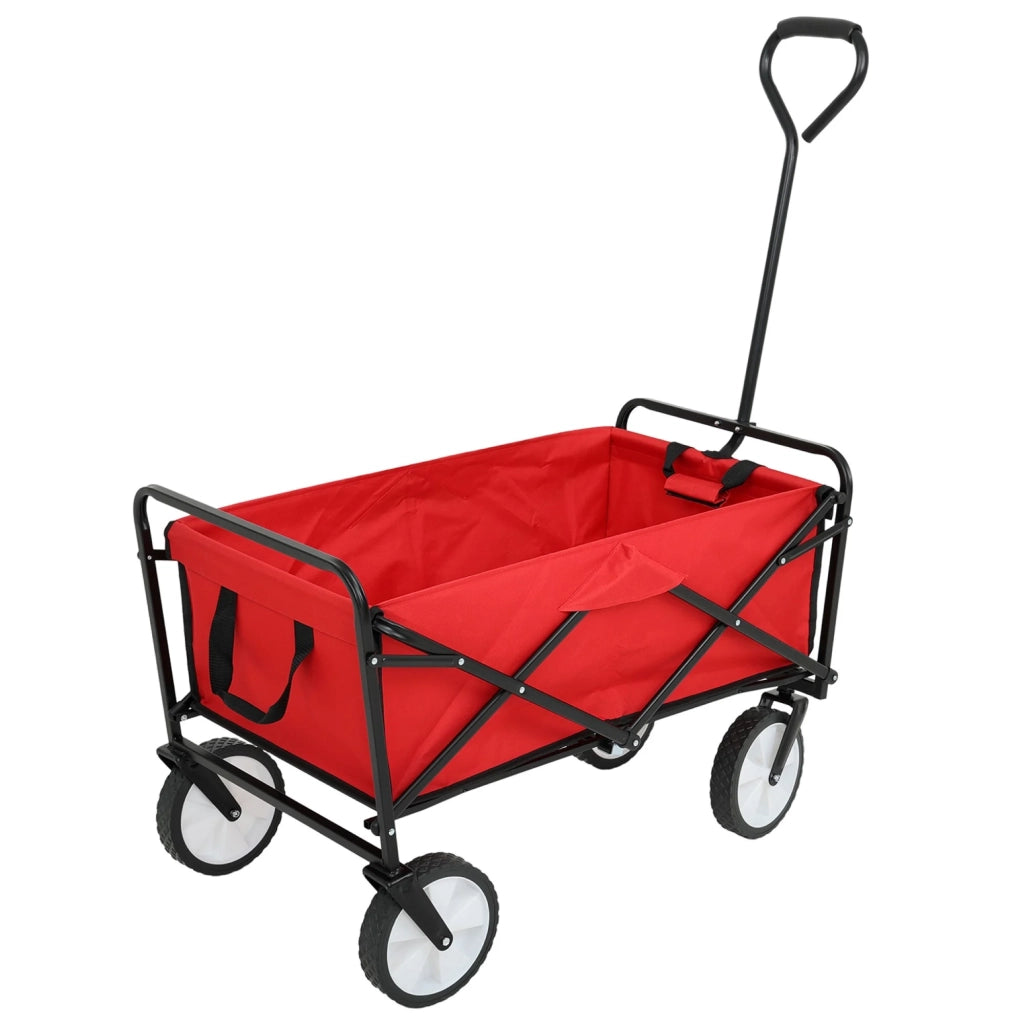Carrello da Spiaggia Pieghevole TYRS con Ruote in Plastica, Portata Massima 120 kg, Colore Rosso