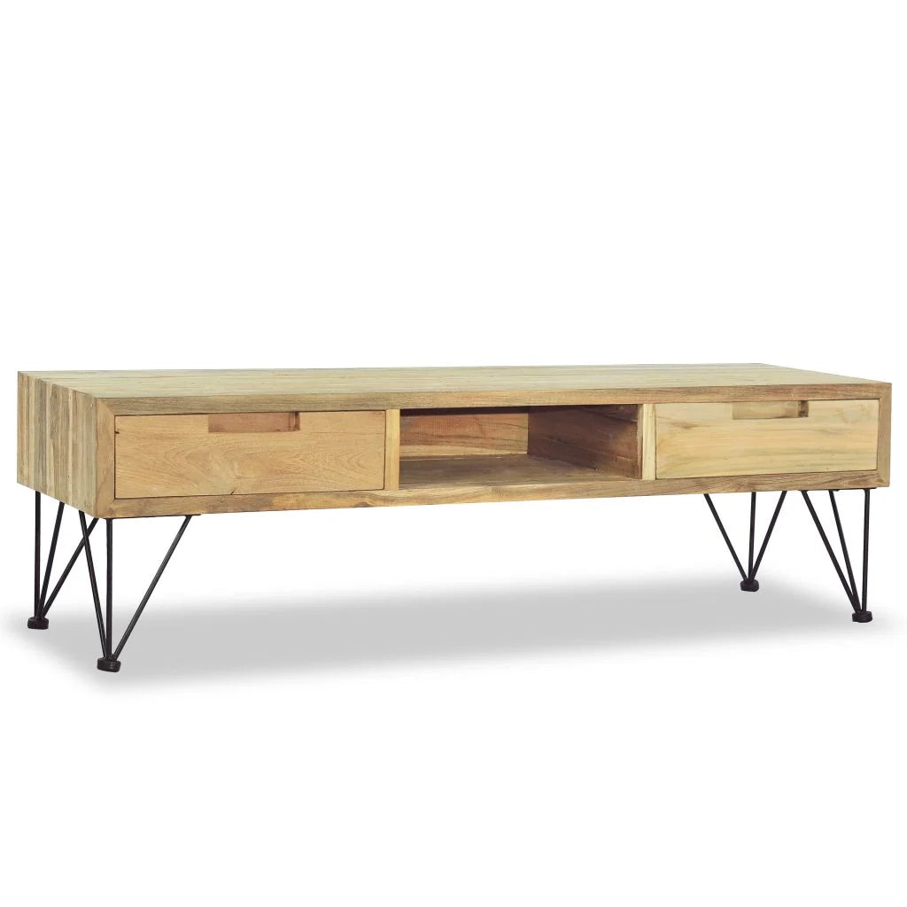 Pratico mobile porta TV/buffet di design 120 cm teak massello beige 2502249