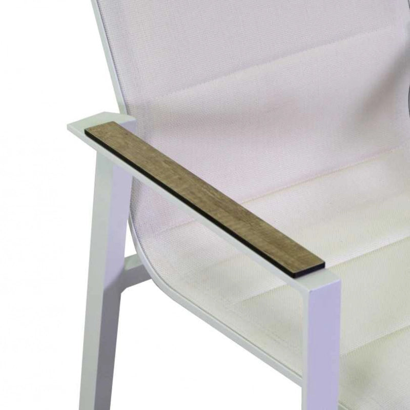 Poltrona alluminio textilene Riverside bianco (bracciolo in hpl) cm 56x66h90