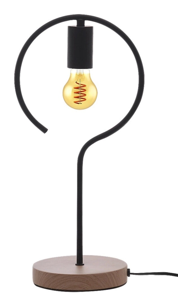 Lampada da tavolo industriale nera/faggio E27 Rufin 3220