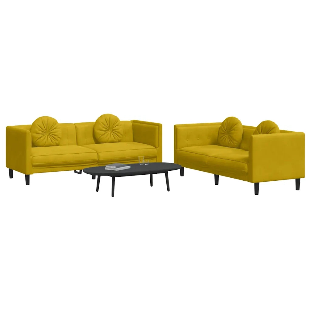 Set di Divani 2 pz con Cuscini Giallo in Velluto 3209263