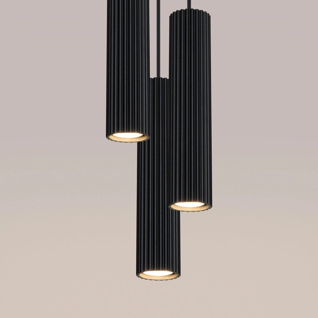 Lampada a sospensione nera Ø20 3 luci GU10 GRAVIO Pure