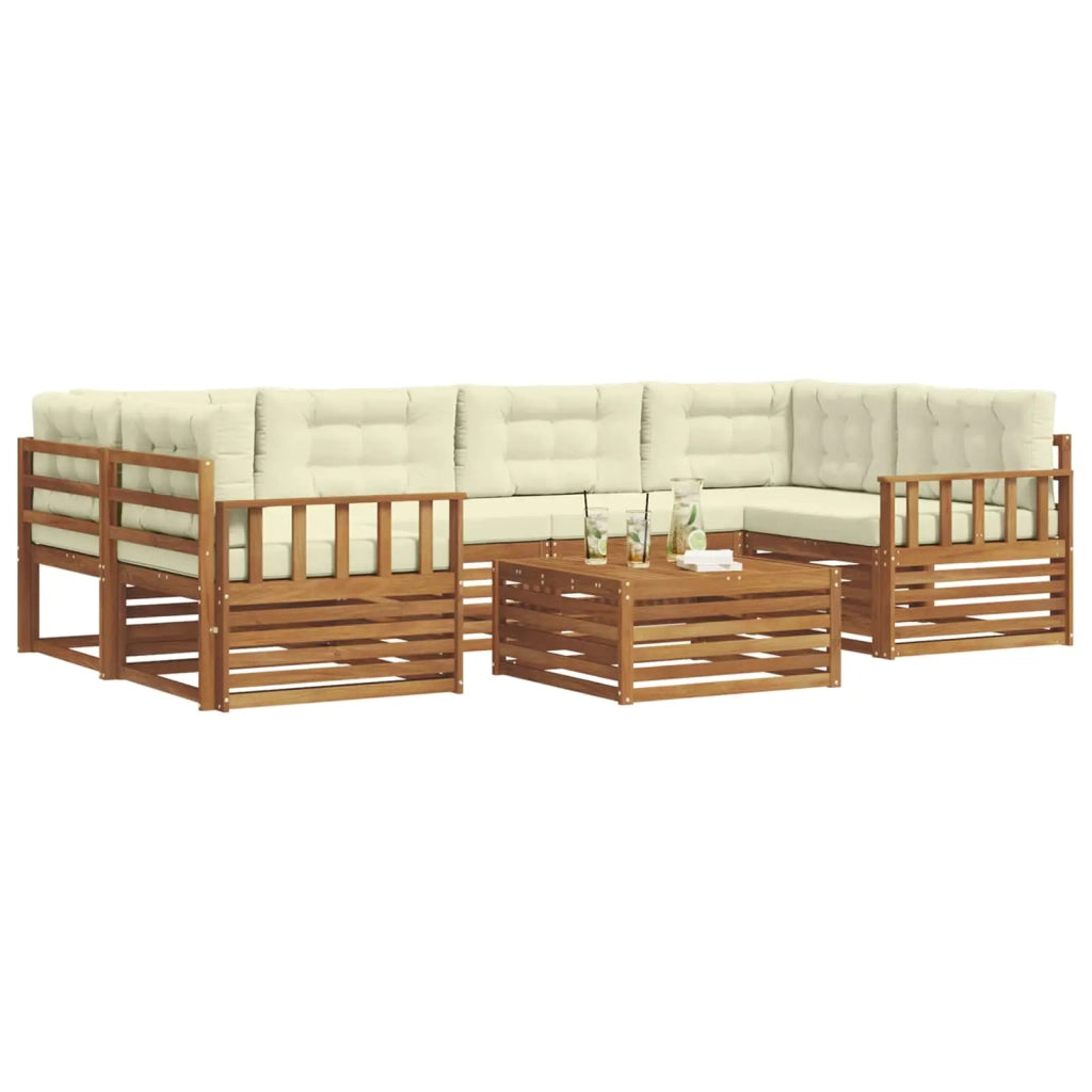 Set di divani da esterno con cuscino 7 pcs Naturale e Crema