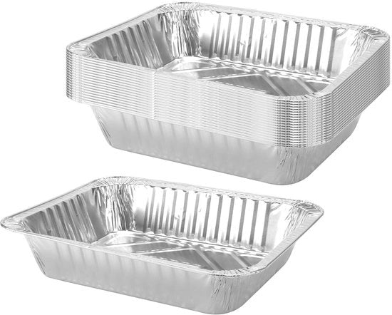 Dish Tray 32 x 26 x 6 cm - 20 Stuks - Foglio di Alluminio - Costruzione Solida - Adatto per Grigliate/ Servizio - Capacità 3500 ml - Piatti in Alluminio