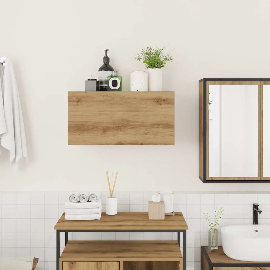 Mobiletto da Bagno Rovere Artigianale 60x25x30 cm Truciolato 860066