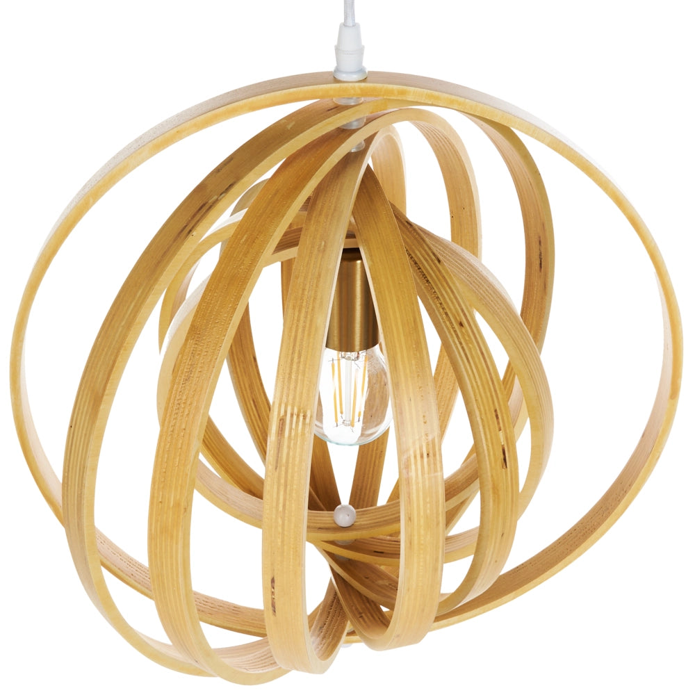 Lampada a sospensione luce legno di pioppo chiaro rotondo paralume regolabile appeso lampada da soffitto