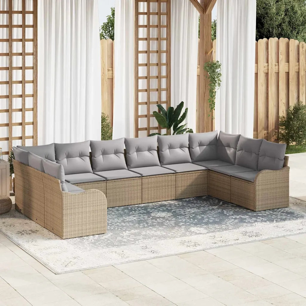 Set Divano da Giardino Beige polyrattan
