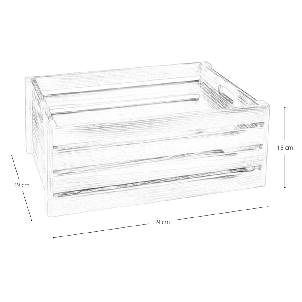 Cassettina Contenitore Portaoggetti in Legno Fiammato con manici cm 39x29x h15