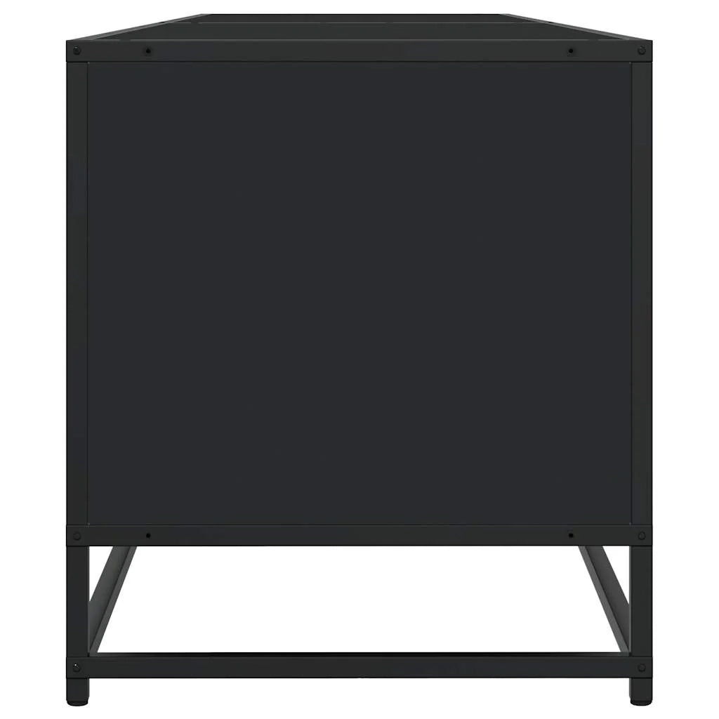 Mobile porta TV nero 180,5 x 40 x 46 cm con ampio vano contenitore stile industriale realizzato in legno composito nero 02_0055617
