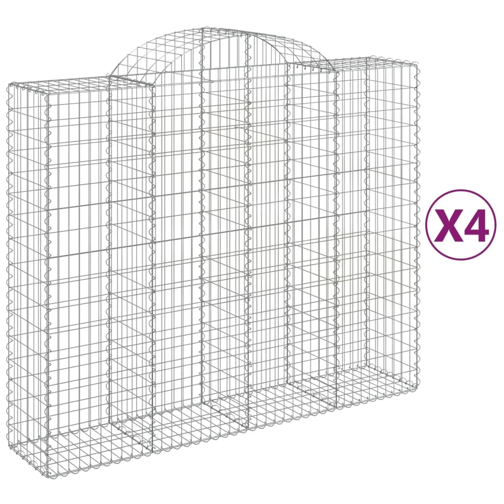 Set di 4 gabbioni ad arco per recinzione gabbia o muro di contenimento 200 x 50 x 160/180 cm ferro zincato argento 02_0041443