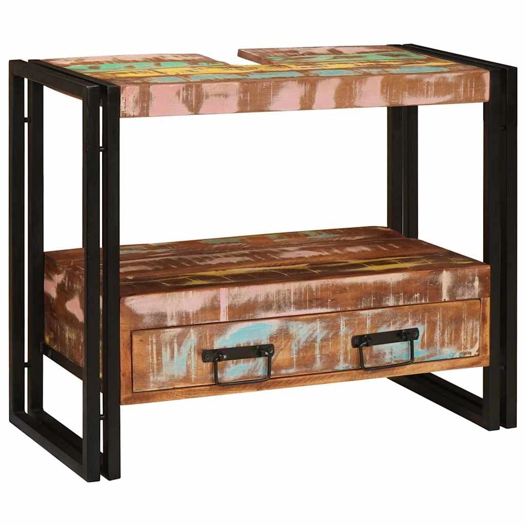 Mobiletto moderno con cassetto 71 x 33 x 58 cm pratico e resistente in ferro nero 02_0058001