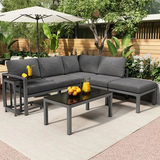 Set di mobili da giardino - Plastico - Sedia angolare - 2 Posti a sedere - 1 Tavolino supplementare