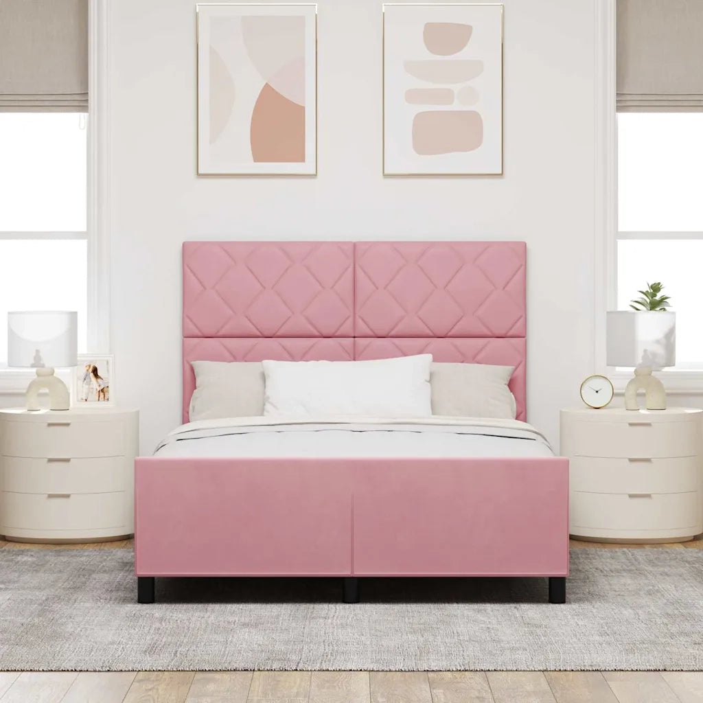 Letto a molle con testiera Rosa 160 x 200 cm Velluto 3345022