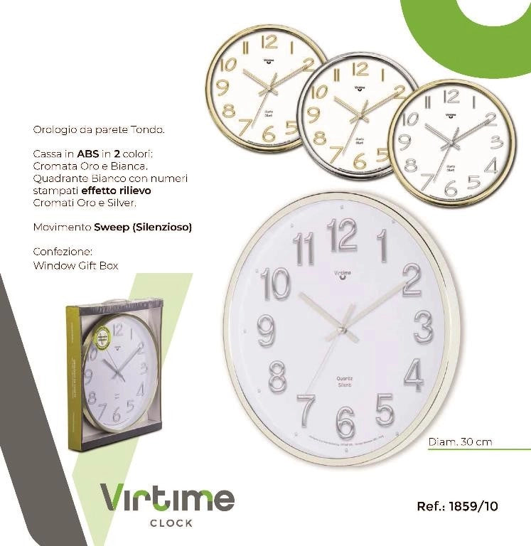 1 Pezzo Orologio da Parete Numeri Oro o Argento 30 cm 4 Colori