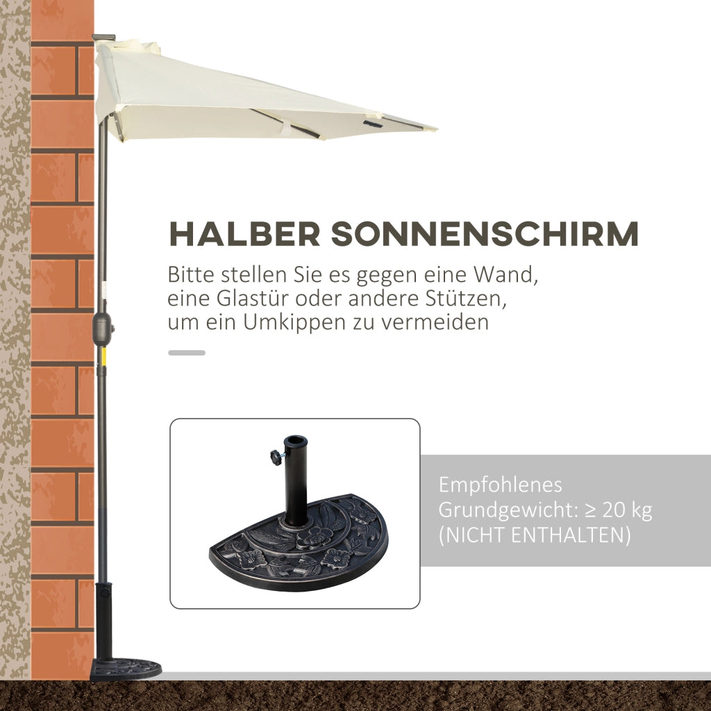 Ombrellone da giardino semicircolare con pannello solare e LED ¨C zephmum ¨C beige 270x135x240 cm