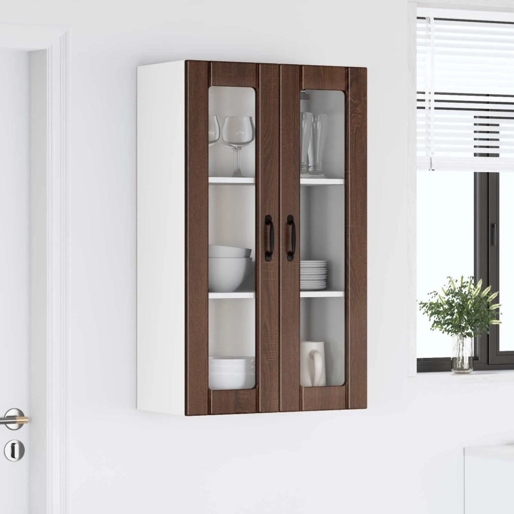 Pensile da cucina | Mobile in vetro da parete LUCCA Rovere Marrone 60 x 31 x 100 cm
