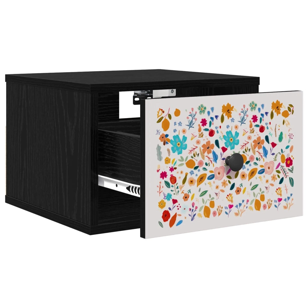 Mobiletto da comodino a parete MAINZ Rovere Nero 8007491