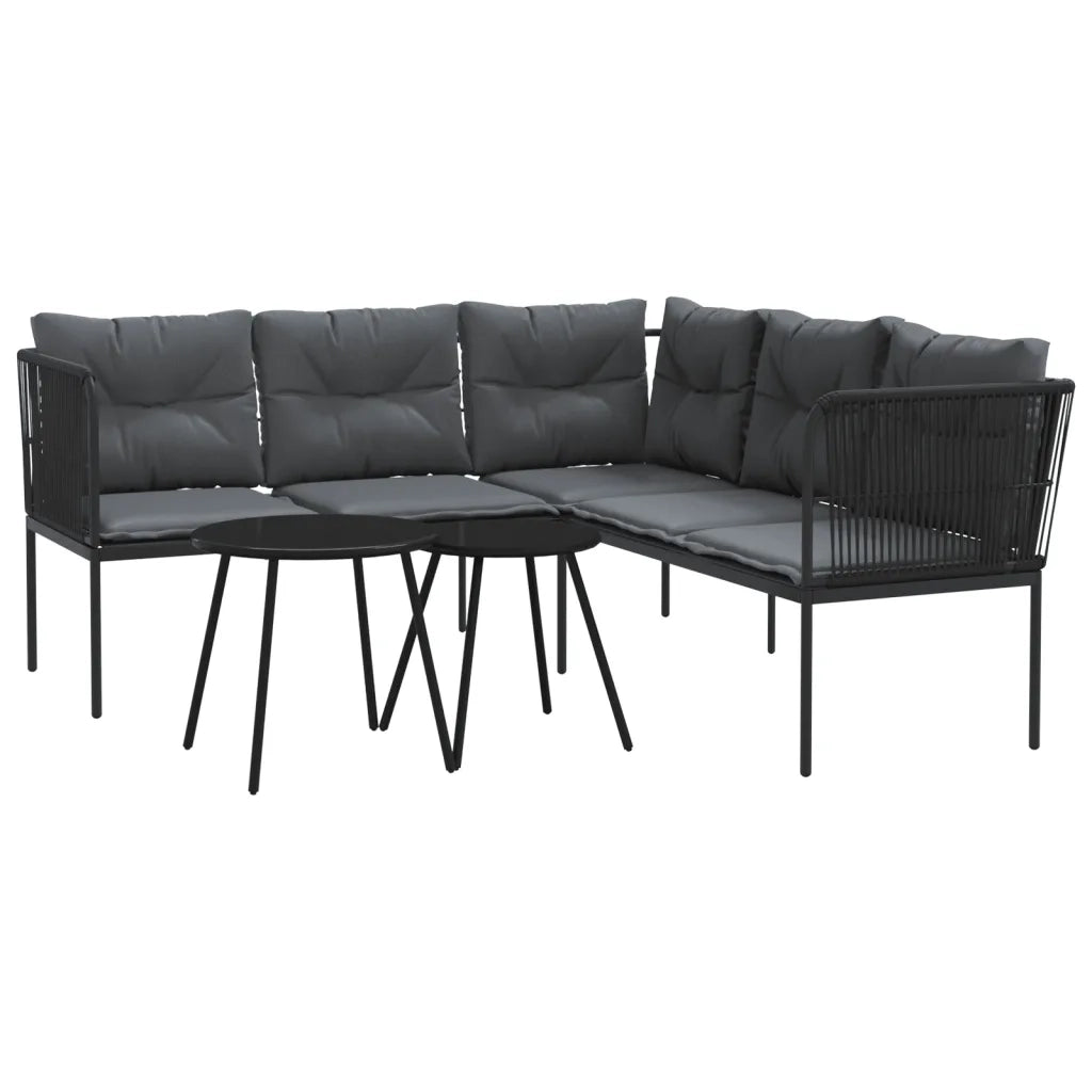 vidaXL Set Divano da Giardino con Cuscini Nero Acciaio e Textilene