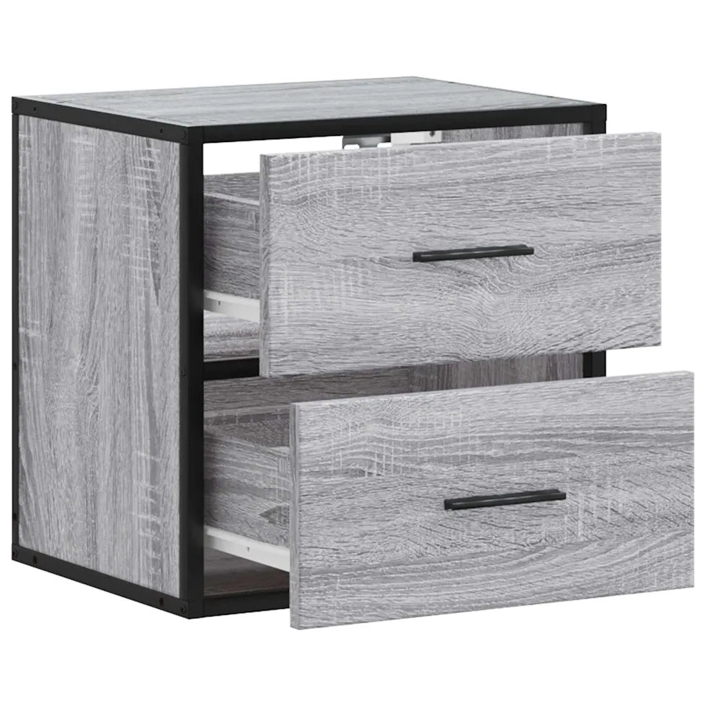 Comodini a Muro 2 pz Grigio Sonoma 40x31x39,5 cm