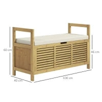 Panca Scarpiera a Doghe da Ingresso con Design a Ribalta, in Legno di Bambù, 100x40x60 cm