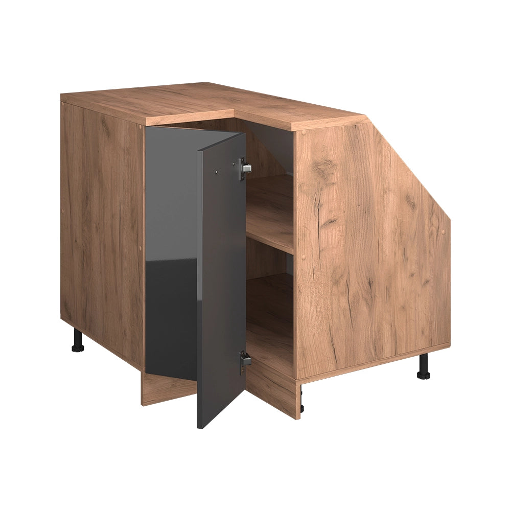 Mobile sottotetto Mobile angolare Rion Antracite lucido/Rovere dorato 75.6 x 83.8 cm con 1 porta, carcassa dell’armadio profondità 60 cm Vicco