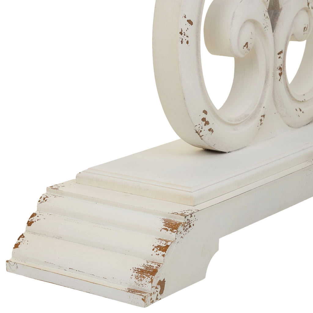 Tavolino da ingresso in legno bianco 110x36x91h cm
