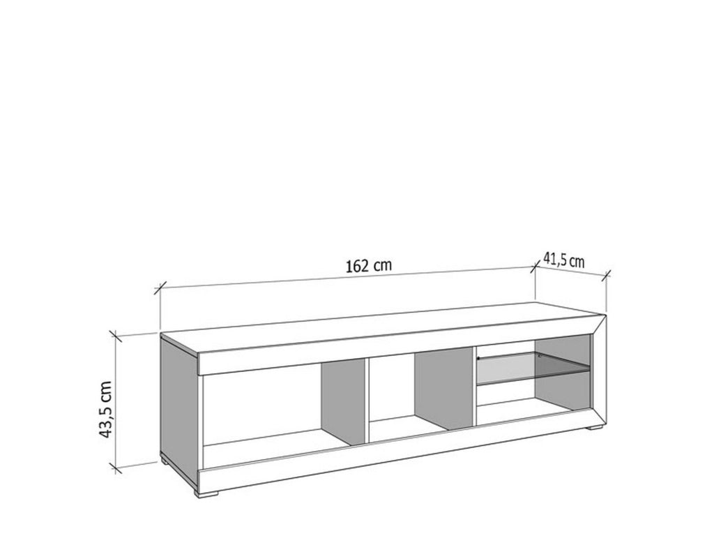 Pompu, Mobile Porta tv 2 Ripiani, 162x41.5x43.5h cm Nero