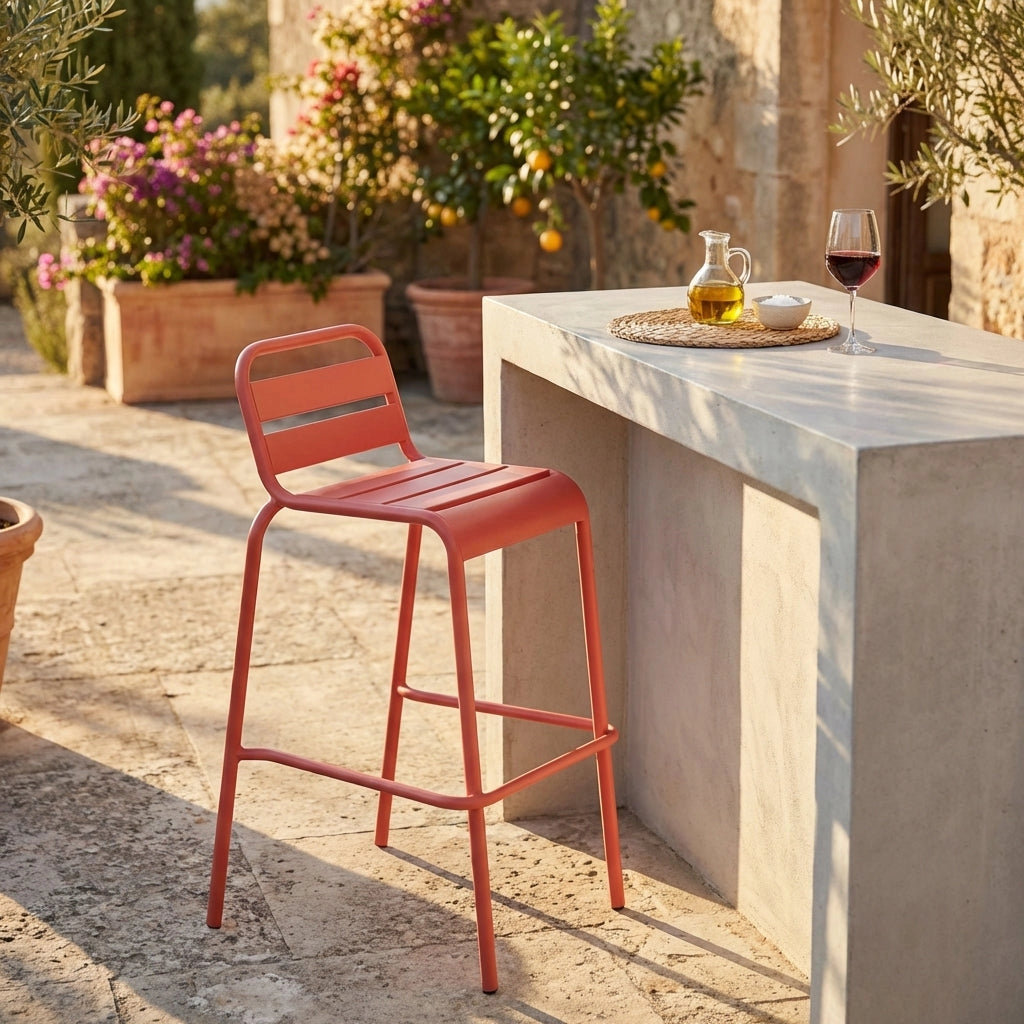Sgabello da Giardino Impilabile in Acciaio cm 50x51x95 - STU