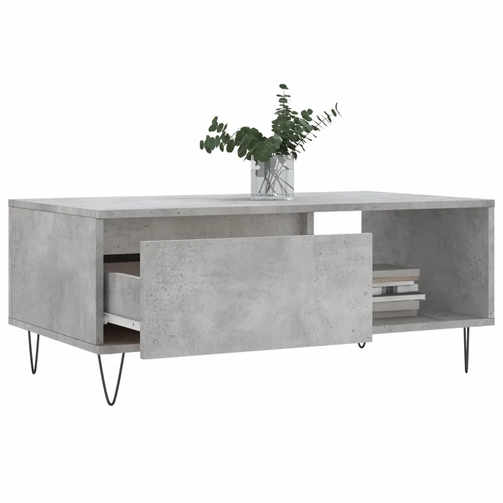 Tavolino Salotto Grigio Cemento 90x50x36,5 cm Legno Multistrato 830568