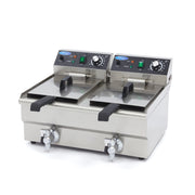 Friggitrice - 2 x 10L - 2 Cestelli - con Rubinetto di Scarico